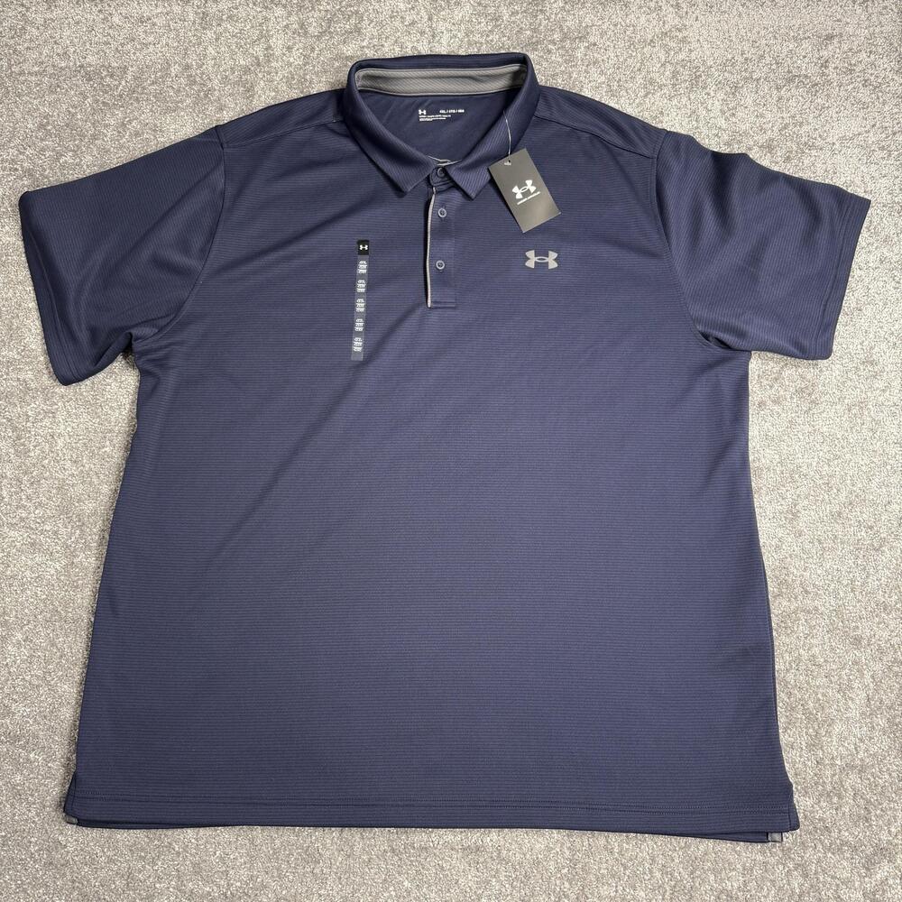 Under Armour Polo Shirt Mens 4XL Blue Tech Polo Loose Fit Short Sleeve Golf